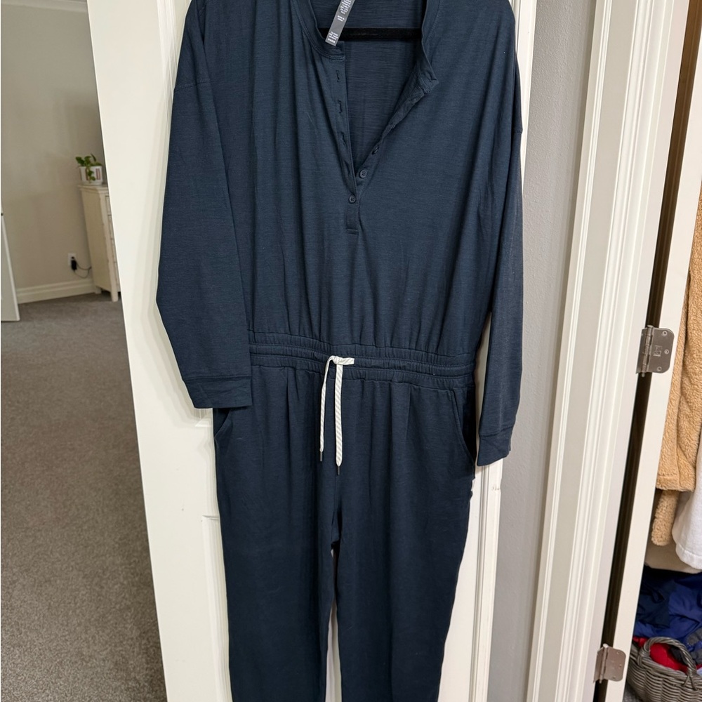 Navy Blue Vuori Jumpsuit with Drawstring Waist